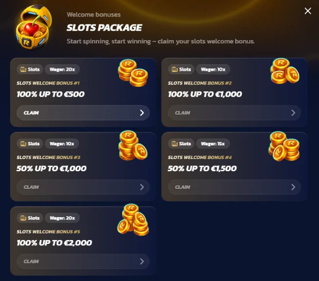 rapter casino slots package